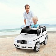 Carro Elétrico para Crianças 12V Mercedes-Benz G500 com Controlo Remoto 3 Velocidades Buzina Música e Luzes LED Branco