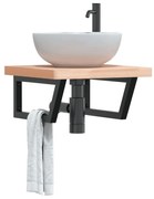 vidaXL Prateleira de parede p/ lavatório aço/madeira de faia maciça