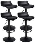 Conjunto de 4 bancos altos em couro sintético 69-94 x 43 x 44 cm preto