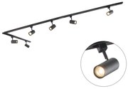Sistema de iluminação de trilho moderno com 6 focos preto 1-fase 286cm - Iconic Jeana Moderno