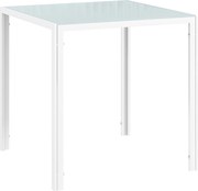 HOMCOM Mesa de Jantar em Vidro, Mesa de Cozinha Quadrada para 4 Pessoas com Pés Metálicos, 75x75x75 cm, Branco | Aosom Portugal