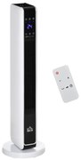 HOMCOM Aquecedor Cerâmico de Torre 1000/2000W com Controle Remoto Tela LED 3 Modos de Aquecimento Termostato Temporizador e Oscilação 65° para 25m² 21x21x73cm Branco