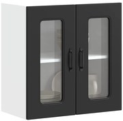 vidaXL Armário de parede de cozinha porta vidro Kalmar preto