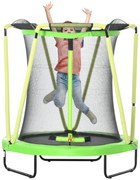 ZONEKIZ Trampolim Infantil Ø140x155 cm Trampolim para Crianças de 3-10 Anos com Cesta de Basquetebol e 20 Bolas de Plástico Verde