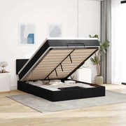 Cama otomana com colchão 140x190 cm tecido preto