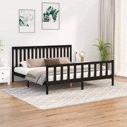 vidaXL Estrutura de cama com cabeceira 200x200 cm pinho maciço preto