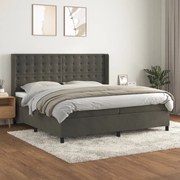 vidaXL Cama com molas/colchão 200x200 cm veludo cinzento-escuro