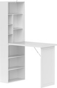 HOMCOM Escritório de computador dobrável com estante, mesa de trabalho, quadro branco e prateleira ajustável, 98x51x153cm, branco | Aosom Portugal