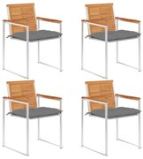 vidaXL Cadeiras de jardim c/ almofadões 4 pcs madeira de acácia maciça