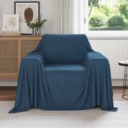 vidaXL Cobertor Azul Marinho 210 x 140 cm Lã