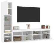 vidaXL 4pcs móveis de parede p/ TV c/ LEDs derivados de madeira branco