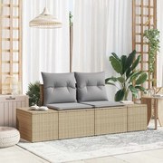 vidaXL Sofá de Jardim 2 Lugares da com Almofadas Bege em Rattan Sintético
