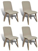 vidaXL Cadeiras jantar 4 pcs tecido bege e madeira de carvalho maciça