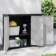 vidaXL Móvel de arrumação para exterior 97x37x85 PP cinzento e preto