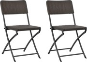 vidaXL Cadeiras de jardim dobráveis 2 pcs PEAD e aço castanho