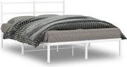 vidaXL Estrutura de cama com cabeceira 135x190 cm metal branco
