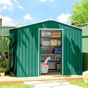 Abrigo de Jardim Exterior 3,6 m² 236x171x191 cm com Portas Deslizantes e Ranhuras de Ventilação Verde