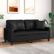 vidaXL Sofá 2 lugares + almofadas decoração 140 cm couro artif. preto