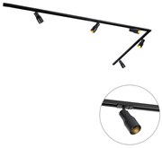 Sistema de iluminação de trilho moderno com 5 focos preto 1-fase - Iconic Kohua