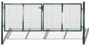 vidaXL Portão de vedação em aço 306x125 cm verde