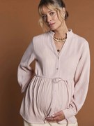 Blusa em gaze de algodão para gravidez e amamentação ENVIE DE FRAISE.  rosa-blush