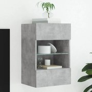 vidaXL Móvel de parede p/ TV c/ luzes LED 40x30x60,5 cm cinza cimento