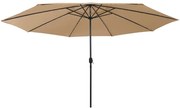 vidaXL Guarda-sol de jardim com luzes LED 400 cm cinza-acastanhado