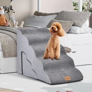 Escadas de espuma antiderrapante com rampas 3/5 níveis 28/56 cm de altura para animais de estimação Cinzento