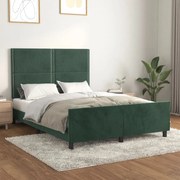 vidaXL Estrutura de cama sem colchão 140x190 cm veludo verde-escuro