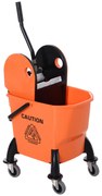 HOMCOM Carrinho de Limpeza Profissional Capacidade 26L Espremedor Removível com Rodas 44×36×90 cm Laranja | Aosom Portugal