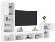 vidaXL 4pcs móveis de parede p/ TV c/ LEDs derivados de madeira branco