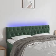 vidaXL Cabeceira de cama c/luzes LED veludo 160x7x78/88cm verde-escuro