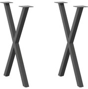 vidaXL Pés para mesa de jantar em formato de X, 2 peças, antracite, 57x(72-73) cm, aço