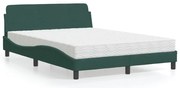 vidaXL Cama com colchão 120x200 cm veludo verde-escuro