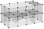 PawHut Recinto de Metal para Pequenos Animais de Estimação com 36 Painéis Desmontável DIY 146x73x73 cm Preto | Aosom Portugal