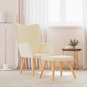 vidaXL Cadeira de descanso com banco tecido cor creme