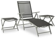 vidaXL 3 pcs conjunto lounge para jardim textilene e alumínio prateado