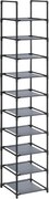 SONGMICS Sapateira de 10 níveis, suporte para sapatos, armazenamento compacto para sapatos, 33 x 33 x 173 cm, estrutura de metal, prateleiras de tecido não tecido, para corredor, quarto, cinza LSR110G01
