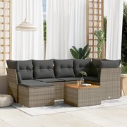 vidaXL 7 pcs conjunto sofás p/ jardim c/ almofadões vime PE cinzento