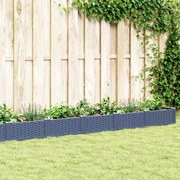 vidaXL Vaso/floreira de jardim c/ estacas 362,5x42,5x28,5 cm PP cinzento azul
