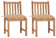 vidaXL Cadeiras de jardim c/ almofadões 2 pcs madeira de teca maciça
