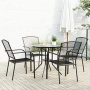 vidaXL Conj. cadeiras jardim encastrar 5pcs aço revestido pó antracite