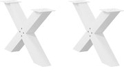 vidaXL Pés para mesa de centro em formato de X, 2 peças, branco, 70x (42-43) cm, aço