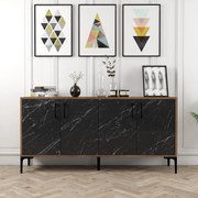 Console Kiev – Nogueira/Preto Mármore – 160 cm x 78 cm x 35 cm