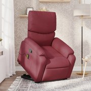 vidaXL Poltrona de massagens reclin. elevatória tecido vermelho tinto