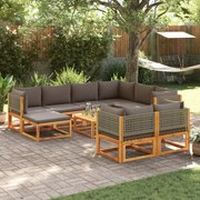 vidaXL 10 pcs conjunto de sofás de jardim com almofadões acácia maciça