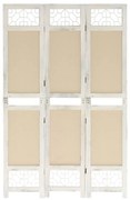 vidaXL Biombo com 3 painéis 105x165 cm tecido cor creme