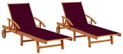 vidaXL Espreguiçadeiras com almofadões 2 pcs madeira de acácia maciça