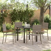 vidaXL Conjunto de Jantar para Jardim de 5 Peças em Rattan Sintético Cinza