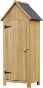 Outsunny Armário Jardim de Madeira 77,5x54,2x179,5 cm 0,3 m² Armário para Arrumação de Ferramentas com 3 Prateleiras e 2 Portas com Fecho Madeira | Aosom Portugal